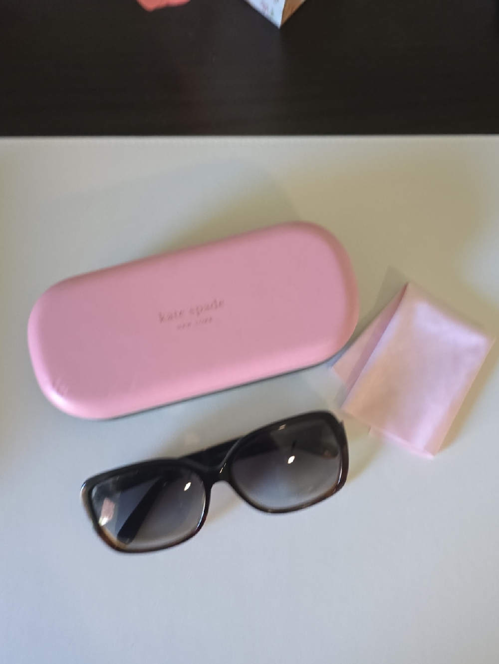 kate spade Black Gradient Women's Sunglasses with Pink Case and Cloth